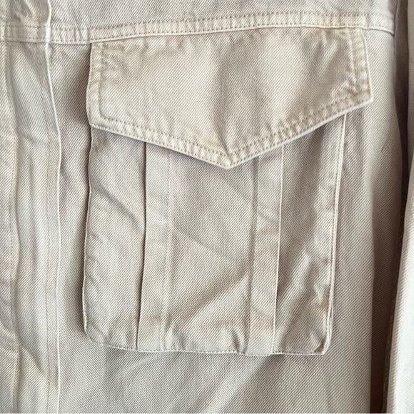 YFB Young Fabulous & Broke Beige Flap pocket Crop jacket, tencell blend, L NWOT - Picture 7 of 14
